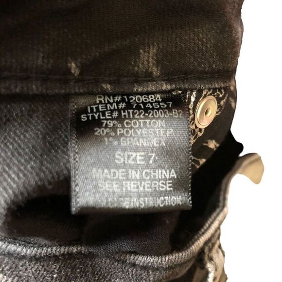 Denim Co. Teen's Black rhinestone Denim Button Fly Mini Skirt Size 7 - Picture 9 of 15